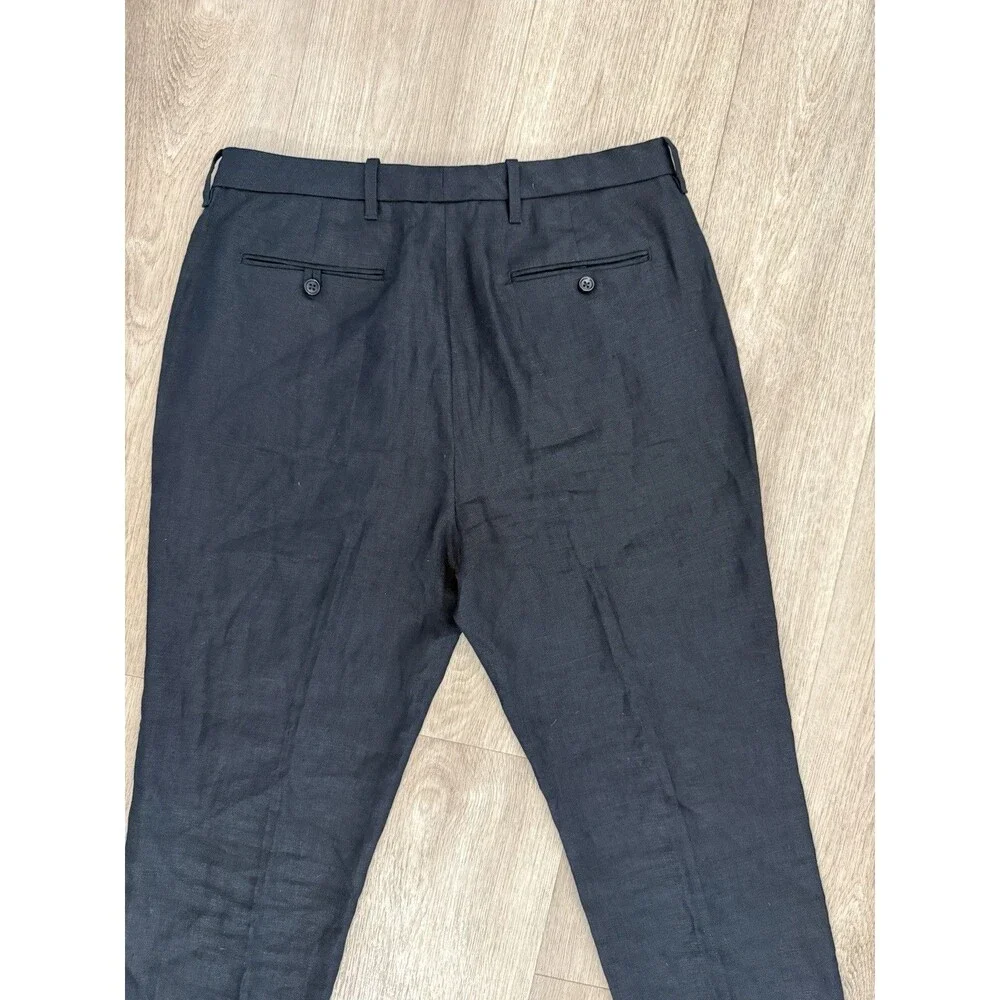 Todd Snyder New York Men 33x32 (fit 33x29) Black 100% Linen Dress Pants Trousers